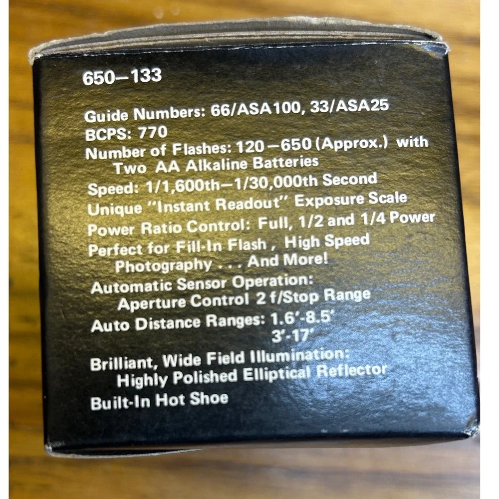 Sunpak Auto 133 Thyristor Flash Unit Black Plastic Vintage camera‎ accessories